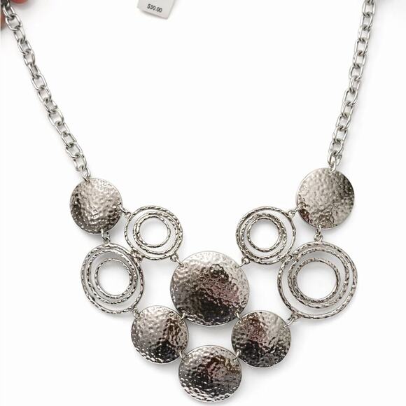 New Directions Hammered Silver Statement Necklace - Picture 3 of 3